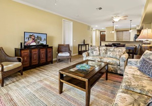 Bottom floor villa with privacy and great golf course view.