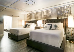 Boutique hotel in historic downtown Seneca Room #3, two Queen beds.