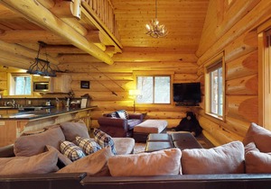Custom-Built Log Cabin w/Huge Deck & Great Location Steps from Huntington Lake