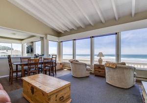 Dog-friendly, oceanfront home w/ beach access, cozy fireplace, and large deck