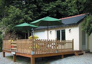 In the nature, along the river with sport activities and swimming pool