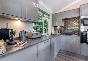 Large superior one-bedroom lodge with hot tub for two adults.