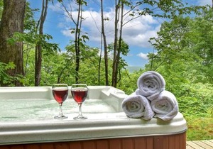 Log cabin with HOT TUB and view