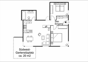 Modern 3 1/2 room apartment with a spacious, bright living room.