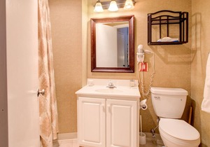 Newly renovated lodge room with a homey feel.