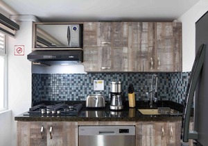 One Bedroom Balcony AC hot tub apartment with part time security