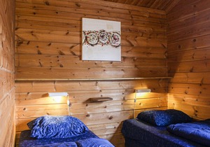 This cozy Finnish-style vacation home is located in a welcoming vacation park in Gramsbergen with ma