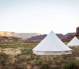 Tent Shared Nestled The Mountains 