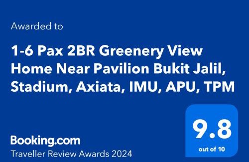 Bukit Jalil Apartment | 1-6 Pax 2BR Greenery View Home Near Pavilion Bukit Jalil, Stadium, Axiata, IMU, APU, TPM