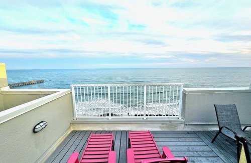 Ash Condo | 2-bedroom penthouse in North Myrtle Beach with two-story balcony and indoor pool