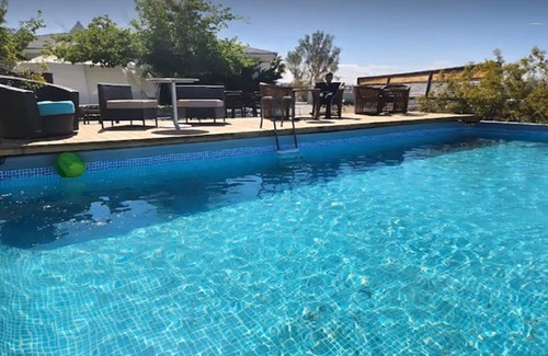 Twentynine Palms Villa | 5 Acre Elegant Villa, POOL, Ebikes, Game Room, and Walk to JT National Park