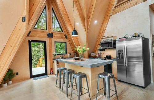 Valley Hill Cabin | A-Frame Nest: Modern A-Frame | 3BR + Loft | Hot Tub & Fireplace