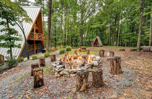 Valley Hill Cabin | A-Frame Nest: Modern A-Frame | 3BR + Loft | Hot Tub & Fireplace