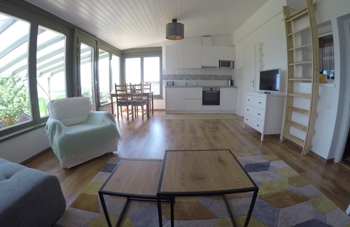 Balatonfured House | A newly renovated old wine cellar with a view of Lake Balaton and the city.