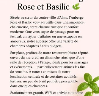 Alma Hotel | Auberge-Bistro Rose et Basilic