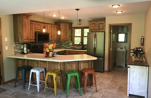 The Galena Territory House | Beautiful Private Eco-Friendly 3 Level Home Nestled in Woods Hot Tub Galena