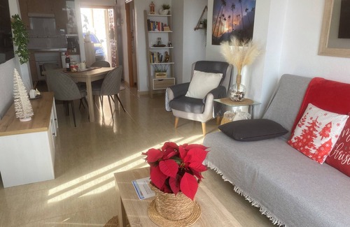 Bolnuevo Apartment | Bright apartment in Bolnuevo, with terrace and swing. sea views.