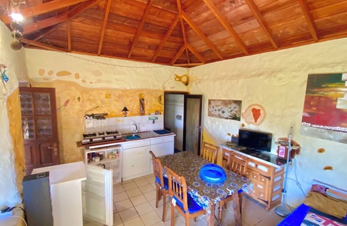 Villa de Mazo Apartment | Casita Mazo, 1 bedroom, living with sofabed and kitchen bar, bathroom