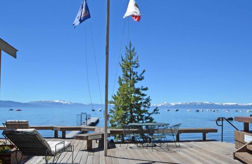 Tahoe Vista Cabin | Charming Lakefront Cabin Complex, with Pier/Buoy, Sandy Beach, shared Deck & Dog Friendly