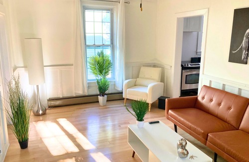 Easthampton Apartment | Chic Downtown Retreat Furnished 2-Bedroom with Trail Access & Outdoor Oasis