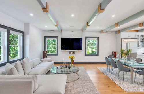 Hampton Bays House | Chic Hampton Bays Oasis with Pool, Hot Tub & Resort-Style Living, Steps to.