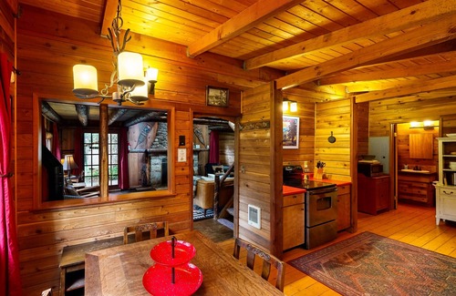 Brightwood Cabin | Cozy riverfront cabin with wood-burning fireplace, lovely deck, and washer/dryer