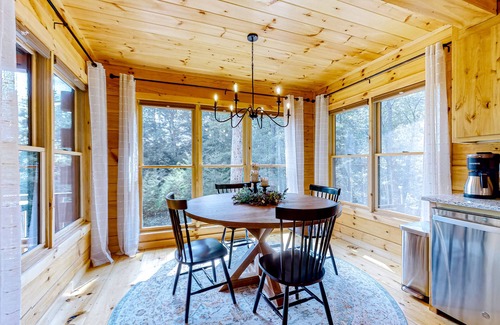 Hidden Lake Cabin | Dog-friendly cabin with covered porch, patio, firepit, fireplace, & grill