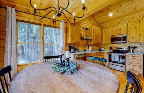 Hidden Lake Cabin | Dog-friendly cabin with covered porch, patio, firepit, fireplace, & grill
