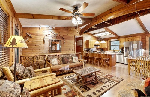 Sylva Cabin | Dog-friendly Log Cabin w/Private Deck, Firepit, Foosball, Wood-Burning Fireplace