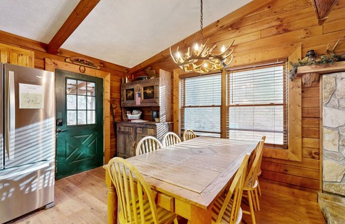 Sylva Cabin | Dog-friendly Log Cabin w/Private Deck, Firepit, Foosball, Wood-Burning Fireplace