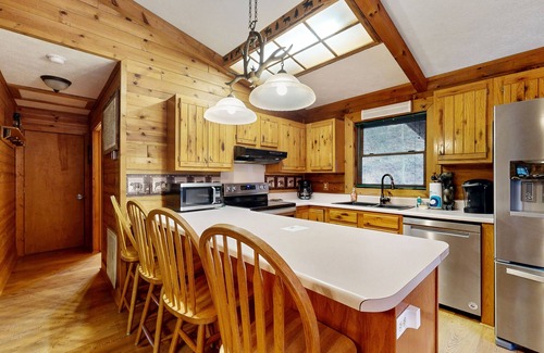 Sylva Cabin | Dog-friendly Log Cabin w/Private Deck, Firepit, Foosball, Wood-Burning Fireplace