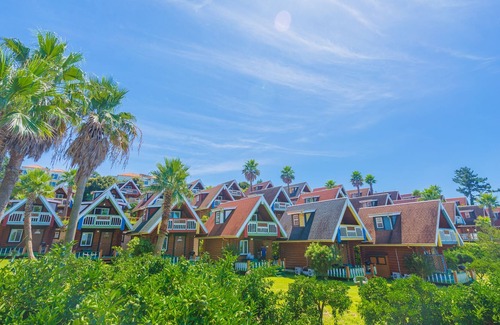 Jungmun Cabin | Easy access for your trip in Jeju Cozy log cabin for your lovely family with BBQ