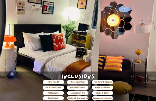 San Fernando Apartment | Entire 1BR for Family with PS4, Instax & Spacious Balcony with Pool & City View