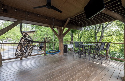 Sevierville Cabin | Family Fun Treehouse + Slide + Mountain Views