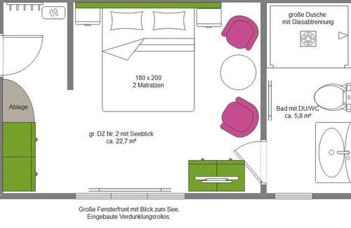Neuensien Apartment | Großes Doppelzimmer mit Seeblick II - Ferienzimmer und -wohnungen mit Seeblick