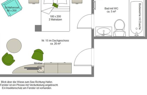 Neuensien Apartment | Großes Doppelzimmer mit Seeblick III - Ferienzimmer und -wohnungen mit Seeblick