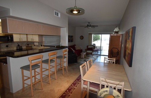Montgomery Condo | Ground floor, pet friendly condo overlooking marina and lake; easy dock access.
