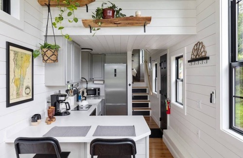 Johnson House | Haven Tiny House w/hot tub on river near Stowe