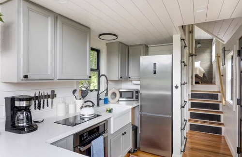 Johnson House | Haven Tiny House w/hot tub on river near Stowe