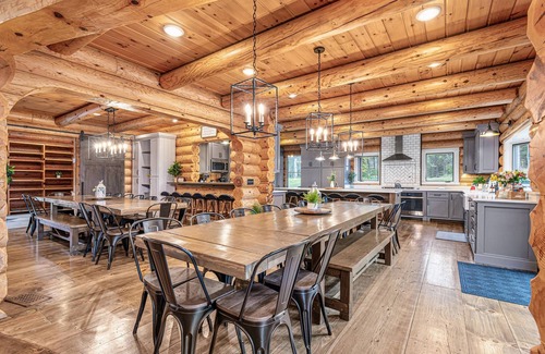 Stone Lake Cabin | HEATED POOL! Private Lake Lodge - Sleeps 76+! 13,000SF, 850' Shoreline, 54 Beds!