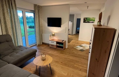 Versmold Apartment | Holiday Apartment 'Seerose' with Lake View, Private Terrace and Wi-Fi