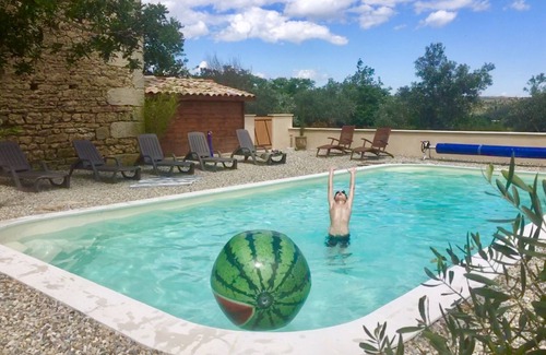 Uzer House | Huge loft apartment in Medieval fort, sud Ardèche private pool sleeps 10