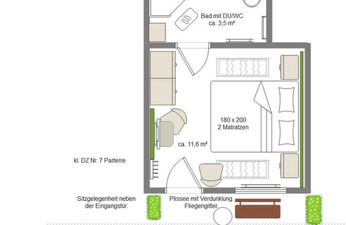 Neuensien Apartment | Kleines Doppelzimmer - Ferienzimmer und -wohnungen mit Seeblick