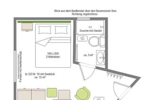 Neuensien Apartment | Kleines Doppelzimmer mit Seeblick - Ferienzimmer und -wohnungen mit Seeblick
