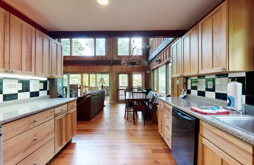 Cullowhee House | Lakefront home with mountain views, grill, firepit and dock