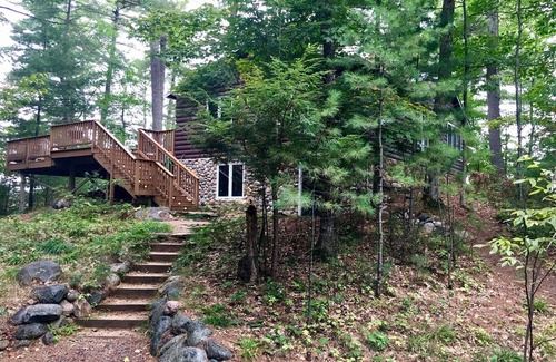 Hazelhurst Cottage | Lakeside Cottage in the Pines with Huge Deck, 40-foot Dock, and Sunset Views