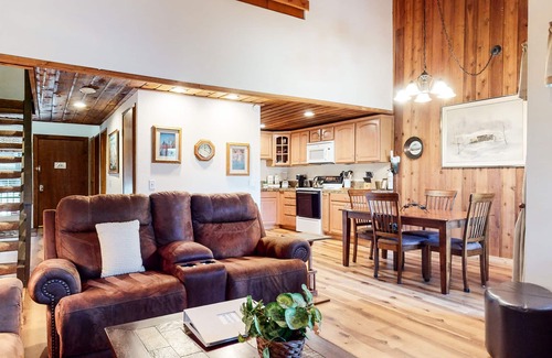 Mammoth Lakes Condo | Large Condo, Rustic Décor & Private Balcony. Right Across from The Village