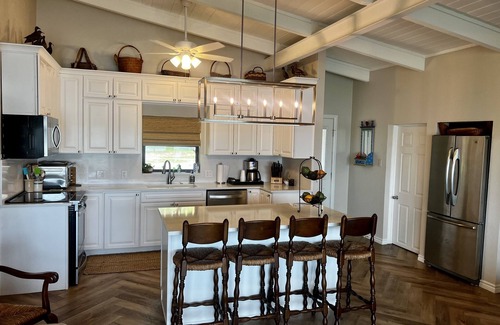 Graford House | Large, shady patio with deep-water two-story dock with sunset views. Sleeps 8