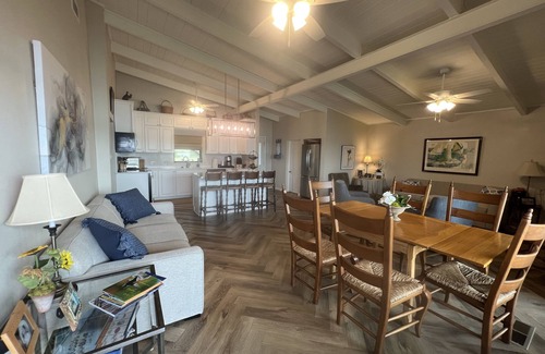 Graford House | Large, shady patio with deep-water two-story dock with sunset views. Sleeps 8