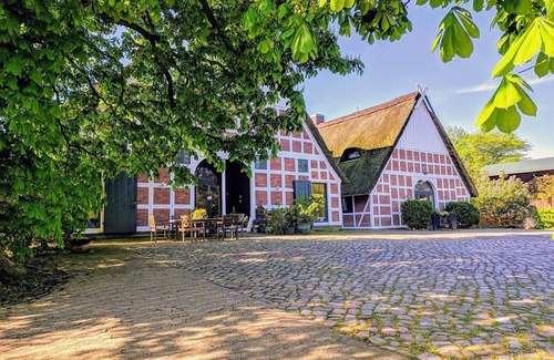 Hechthausen House | Large thatched house with garden and jetty directly on the Oste river